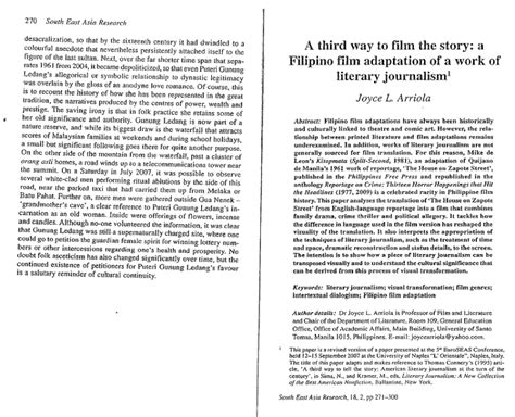 literary journalism examples in the philippines|Filipino film adaptation of a work of literary journalism1.